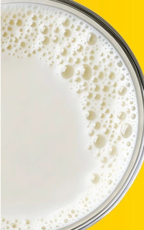 A glass of Diabetasol milk seen from above